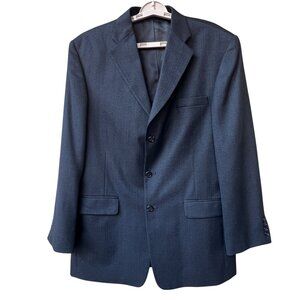 Haggar Collections Blazer Mens 42L Classic Fit Suit Jacket Wool Blend Herringbon